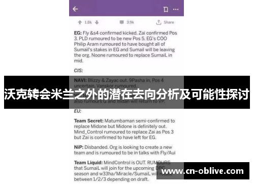沃克转会米兰之外的潜在去向分析及可能性探讨