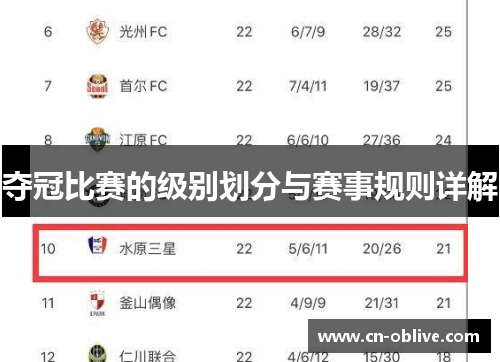 夺冠比赛的级别划分与赛事规则详解
