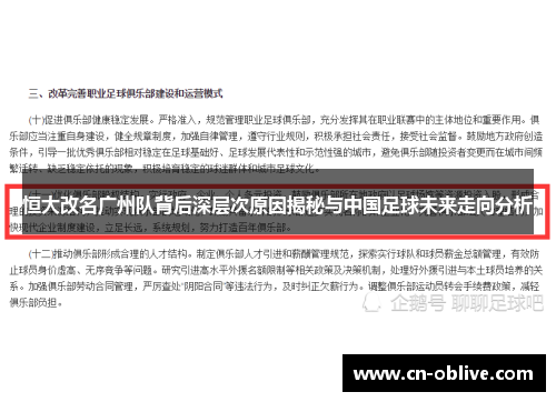 恒大改名广州队背后深层次原因揭秘与中国足球未来走向分析
